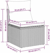 Laden Sie das Bild in den Galerie-Viewer, GFMGUEMV Modulares Rattan Sofa-Set 14-teilig Grau Mit Höhenverstellbarem Tisch