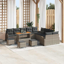 Laden Sie das Bild in den Galerie-Viewer, GFMGUEMV Modulares Rattan Sofa-Set 14-teilig Grau Mit Höhenverstellbarem Tisch