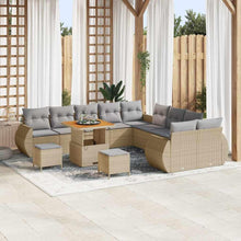 Laden Sie das Bild in den Galerie-Viewer, GFMGUEMV 13-teilig Poly-Rattan Lounge Set Beige mit Akazienholz-Tisch