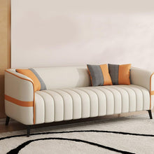 Laden Sie das Bild in den Galerie-Viewer, KIBONCY Faux Leather Accent Sofa 128cm Modern Upholstered Couch Metal Legs