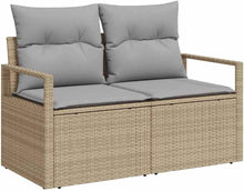 Laden Sie das Bild in den Galerie-Viewer, GFMGUEMV 13-Teiliges Gartensofa-Set Poly-Rattan Beige Hellgrau