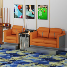 Laden Sie das Bild in den Galerie-Viewer, KIBONCY 3-Sitzer PU-Leder Billard Zuschauersofa Modulares Set Mehrfarbig