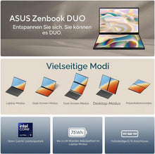 Laden Sie das Bild in den Galerie-Viewer, ASUS Zenbook Duo UX8406CA-PS99T 14 Zoll OLED 3K 120Hz Dual Touch Laptop Intel Core Ultra 9 32GB RAM 1TB SSD Grau