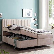 Laden Sie das Bild in den Galerie-Viewer, Bettco Boxspringbett Paris Samt 160X200 Ohne Topper Rosa