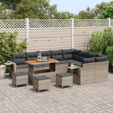 Laden Sie das Bild in den Galerie-Viewer, GFMGUEMV Poly-Rattan Gartenmöbel Set 13-Teilig Grau/Dunkelgrau 110 cm