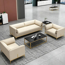 Laden Sie das Bild in den Galerie-Viewer, KIBONCY Mid Century Modern 3-Sitzer Sofa Kunstleder 185cm Goldbeine
