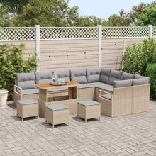 Laden Sie das Bild in den Galerie-Viewer, GFMGUEMV 13-Teiliges Gartensofa-Set Poly-Rattan Beige Hellgrau