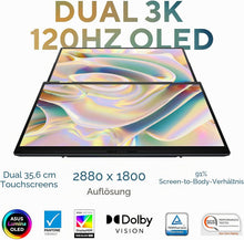 Laden Sie das Bild in den Galerie-Viewer, ASUS Zenbook Duo UX8406CA-PS99T 14 Zoll OLED 3K 120Hz Dual Touch Laptop Intel Core Ultra 9 32GB RAM 1TB SSD Grau