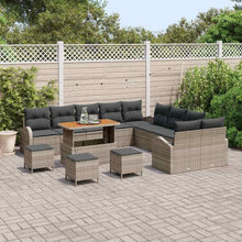 Laden Sie das Bild in den Galerie-Viewer, GFMGUEMV Modulares Rattan Sofa-Set 14-teilig Grau Mit Höhenverstellbarem Tisch