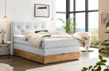 Laden Sie das Bild in den Galerie-Viewer, Belanoti Marbo Boxspringbett 140x200 Mit Bettkasten 7-Zonen Taschenfederkern Matratze Visco Topper Weißgrau H2/H3