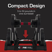 Laden Sie das Bild in den Galerie-Viewer, CORE FITNESS Verstellbares Hantel-Set 2x 22,7 Kg Schwarz