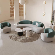 Laden Sie das Bild in den Galerie-Viewer, Kiboncy Gebogenes Sofa 1,7 M Set Leder Schwarz