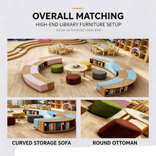 Laden Sie das Bild in den Galerie-Viewer, KIBONCY Gebogenes Rundes Bücherregal Bankett-Sofa 4x2m Bunt