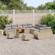 Laden Sie das Bild in den Galerie-Viewer, GFMGUEMV 13-teilig Poly-Rattan Lounge Set Beige mit Akazienholz-Tisch