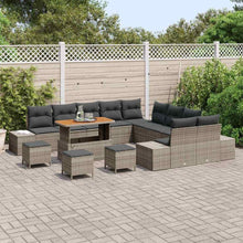 Laden Sie das Bild in den Galerie-Viewer, GFMGUEMV Gartenmöbel Set 14-Teilig Poly-Rattan Grau 110 Cm Tisch
