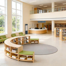 Laden Sie das Bild in den Galerie-Viewer, KIBONCY Gebogenes Rundes Bücherregal Bankett-Sofa 4x2m Bunt