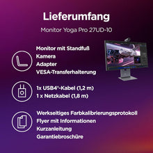 Laden Sie das Bild in den Galerie-Viewer, Lenovo Yoga Pro 27UD-10 26.5 Zoll QD-OLED 4K Monitor 120Hz 0.03ms HDMI 2.1 USB-C Schwarz