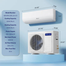Laden Sie das Bild in den Galerie-Viewer, Della 12000 BTU Mini Split Klimaanlage 20 SEER2 Weiß