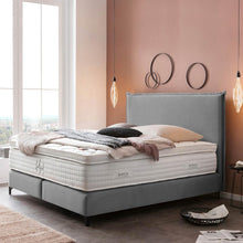 Laden Sie das Bild in den Galerie-Viewer, BettCo Boxspringbett London Velours Grau 140x200 Ohne Topper