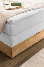 Laden Sie das Bild in den Galerie-Viewer, Belanoti Marbo Boxspringbett 140x200 Mit Bettkasten 7-Zonen Taschenfederkern Matratze Visco Topper Weißgrau H2/H3