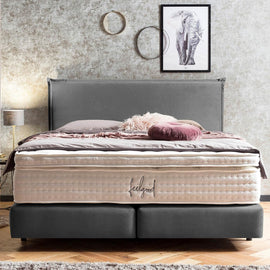 BettCo Boxspringbett London Samt Dunkelgrau 180x200 cm Ohne Topper 7-Zonen Taschenfederkern