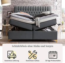 Laden Sie das Bild in den Galerie-Viewer, Bettco Boxspringbett Mit Bettkasten Dunkelgrau 140x200 Cm Ohne Topper