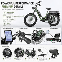 Laden Sie das Bild in den Galerie-Viewer, ZRLYbau Elektro Dreirad Für Erwachsene 24 Zoll 7 Gang Fat Tire E-Bike Grün