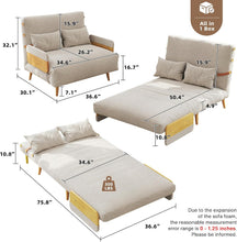 Laden Sie das Bild in den Galerie-Viewer, JASIWAY Umwandelbarer Stuhl 3-in-1-Futon-Sofa Bett Beige 80 cm
