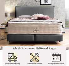 Laden Sie das Bild in den Galerie-Viewer, BettCo Boxspringbett London Samt Dunkelgrau 180x200 cm Ohne Topper 7-Zonen Taschenfederkern