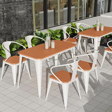 Laden Sie das Bild in den Galerie-Viewer, Generisch Kunststoffholz Stapelstuhl Set 4 Stühle Tisch 120x60x75 cm Schwarz