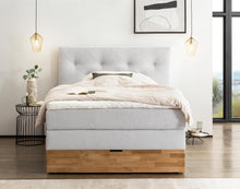 Laden Sie das Bild in den Galerie-Viewer, Belanoti Marbo Boxspringbett 140x200 Mit Bettkasten 7-Zonen Taschenfederkern Matratze Visco Topper Weißgrau H2/H3