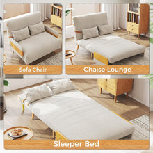 Laden Sie das Bild in den Galerie-Viewer, JASIWAY Umwandelbarer Stuhl 3-in-1-Futon-Sofa Bett Beige 80 cm