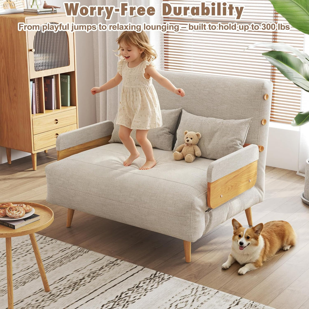 JASIWAY Umwandelbarer Stuhl 3-in-1-Futon-Sofa Bett Beige 80 cm